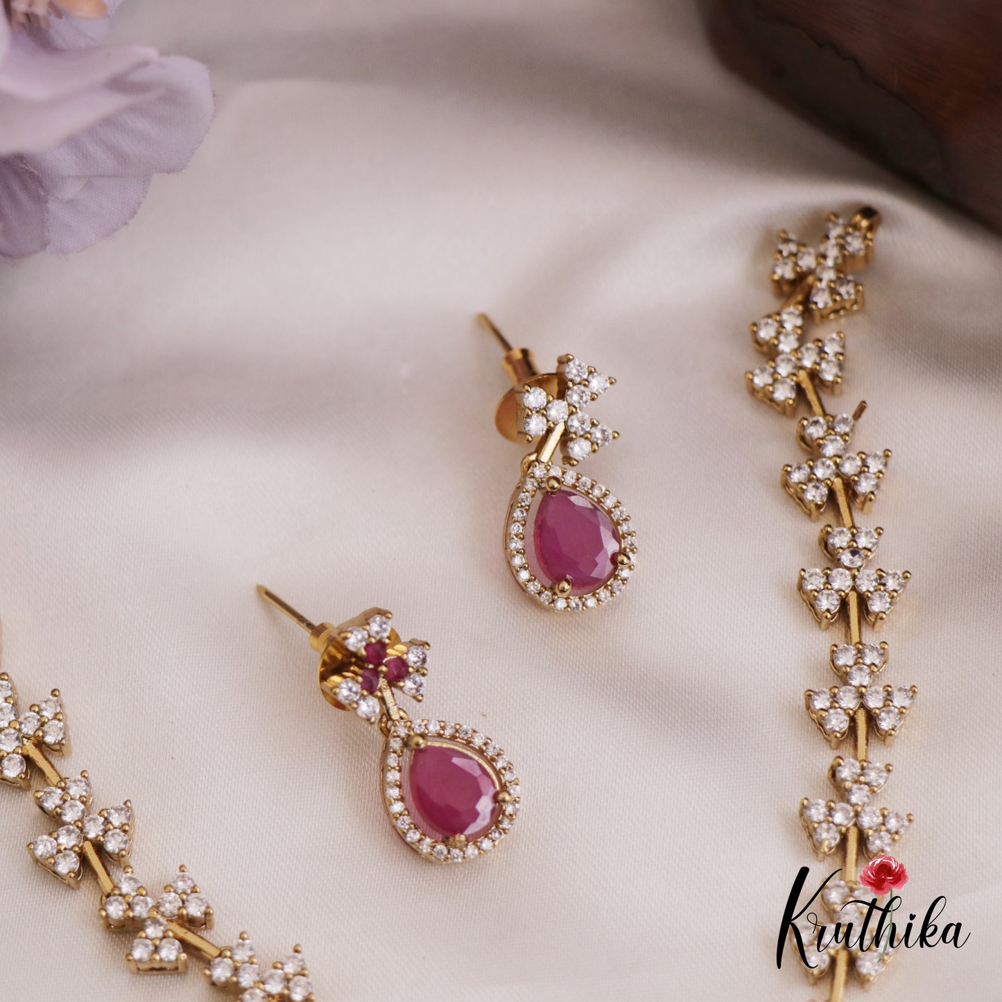 Elegant Floral Motifs AD Necklace NC2693 (Available In 3 Colors)