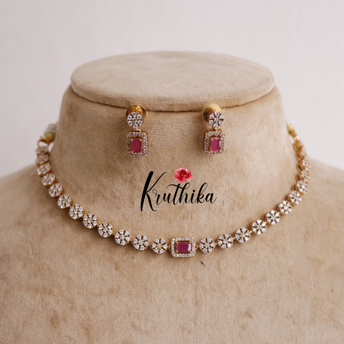 Simple CZ Sparking Victorian Necklace Sets NC2172 (Available in 3 Colours)