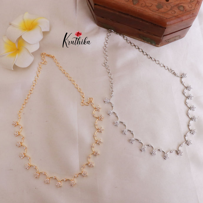 Trendy Simple CZ Flower Design Necklace NC1833