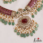 Gorgeous Peacock Motifs AD Choker With Pearl Bead Drops NC2798