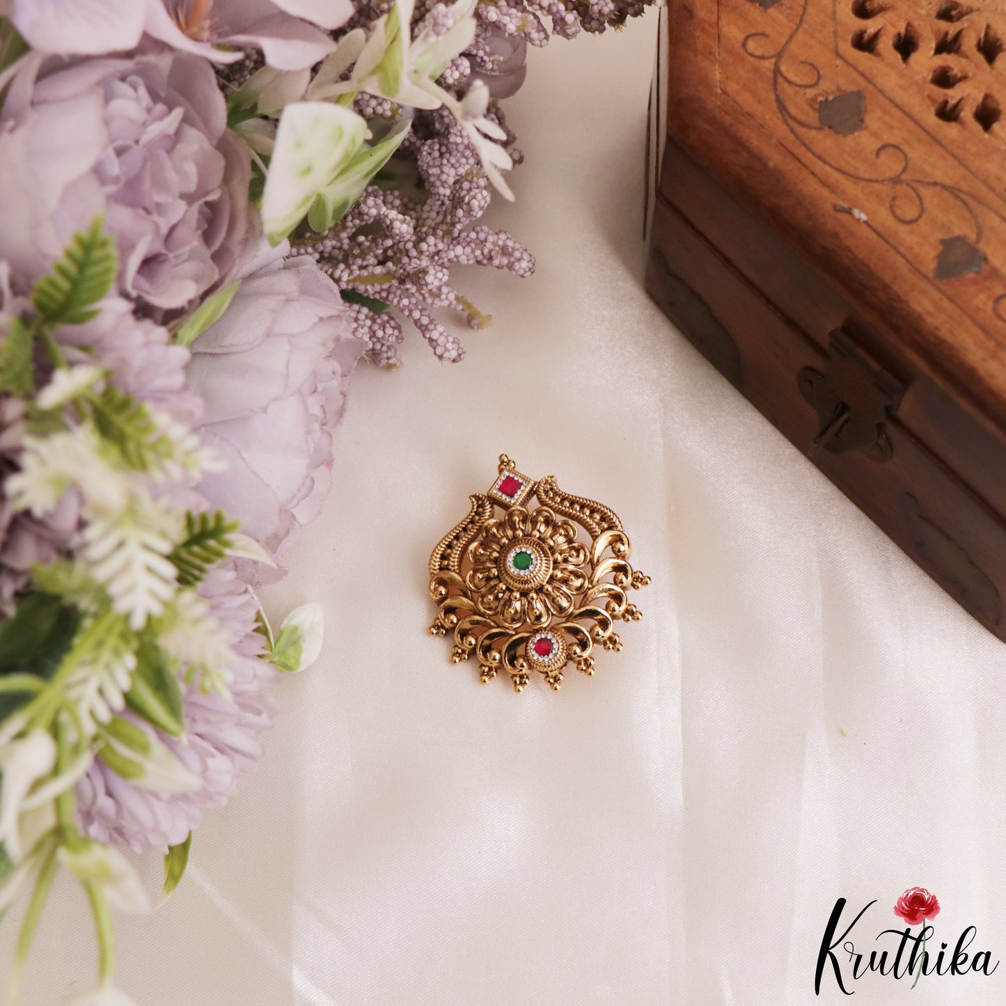 Elegant Antique Floral Motifs Chandra Surya Kemp Hair Ornaments J428 (Available In 2 Colors)