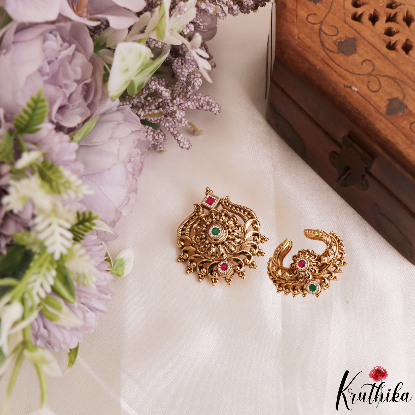 Elegant Antique Floral Motifs Chandra Surya Kemp Hair Ornaments J428 (Available In 2 Colors)