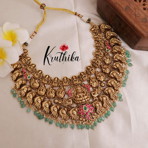 Premium Three Layer Lakshmi peacock Jadau choker NC1956 [ Available in two colours]