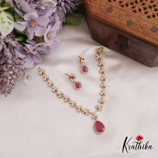 Elegant Floral Motifs AD Necklace NC2693 (Available In 3 Colors)