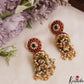 Gorgeous Floral Motifs Jadau Jhumkas With Pearl And Bead Drops E1068