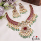 Gorgeous Peacock Motifs AD Choker With Pearl Bead Drops NC2798