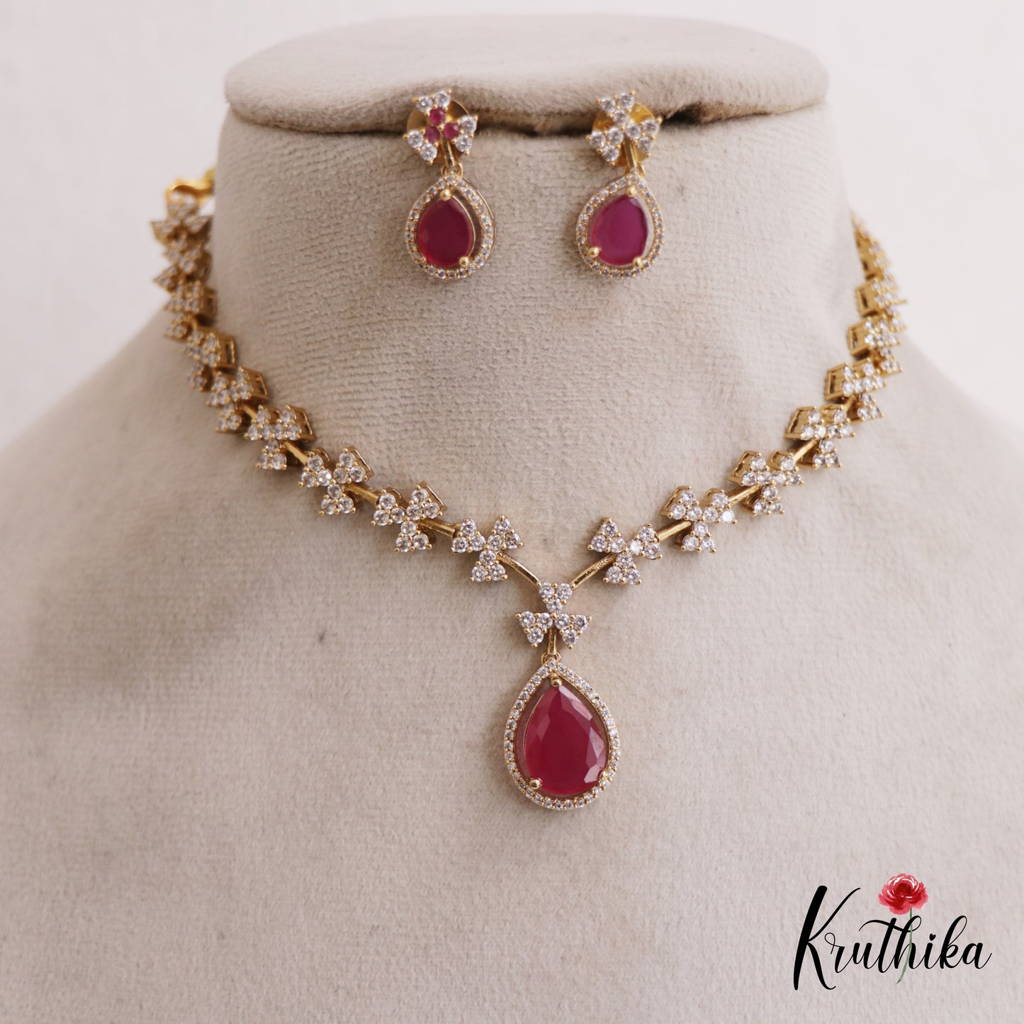 Elegant Floral Motifs AD Necklace NC2693 (Available In 3 Colors)