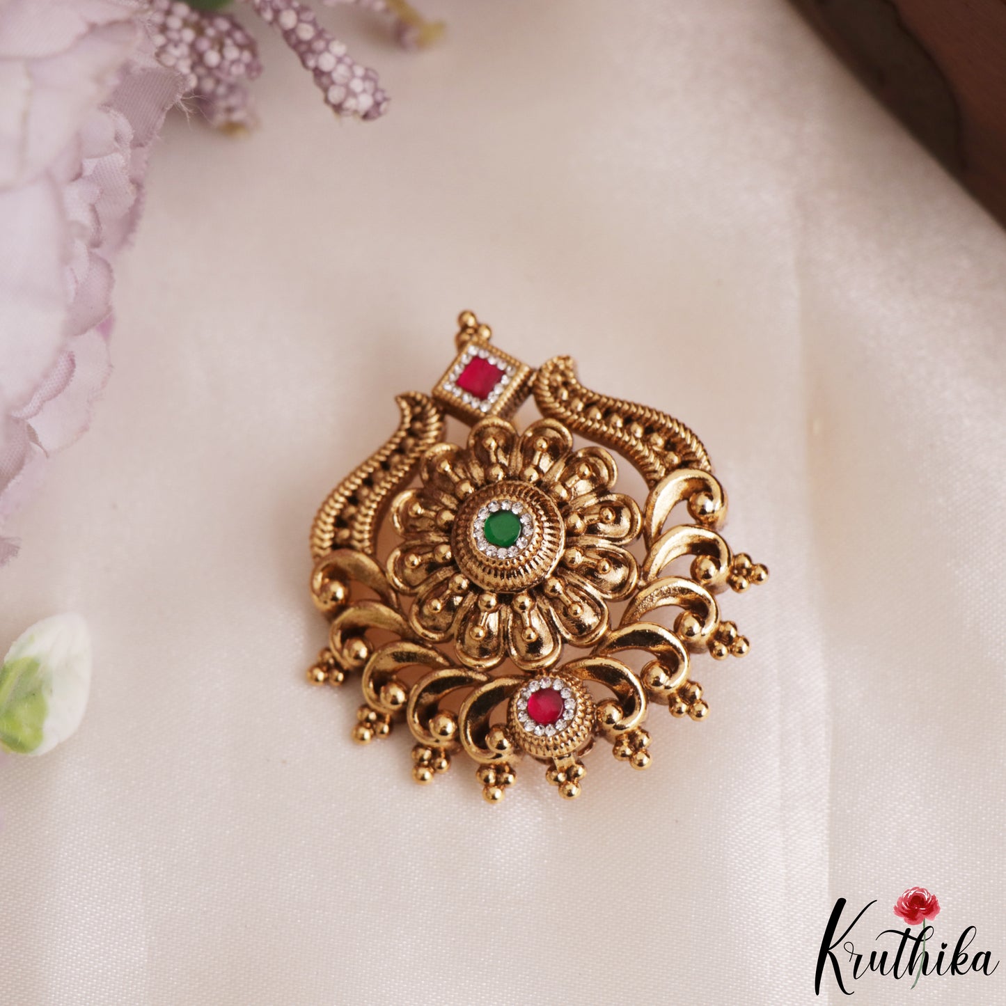 Elegant Antique Floral Motifs Chandra Surya Kemp Hair Ornaments J428 (Available In 2 Colors)