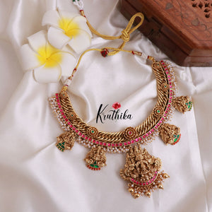 Elegant Lakshmi Jadau Necklace with Gold Drops NC1802