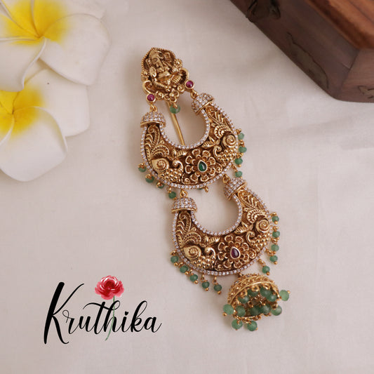 Beautiful Ganesha Jada Billa Jhumka With Pearl Drops J136