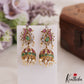 Elegant Peacock AD Jhumka Earrings With Pearl Drops E878 (Available In 3 Colors)