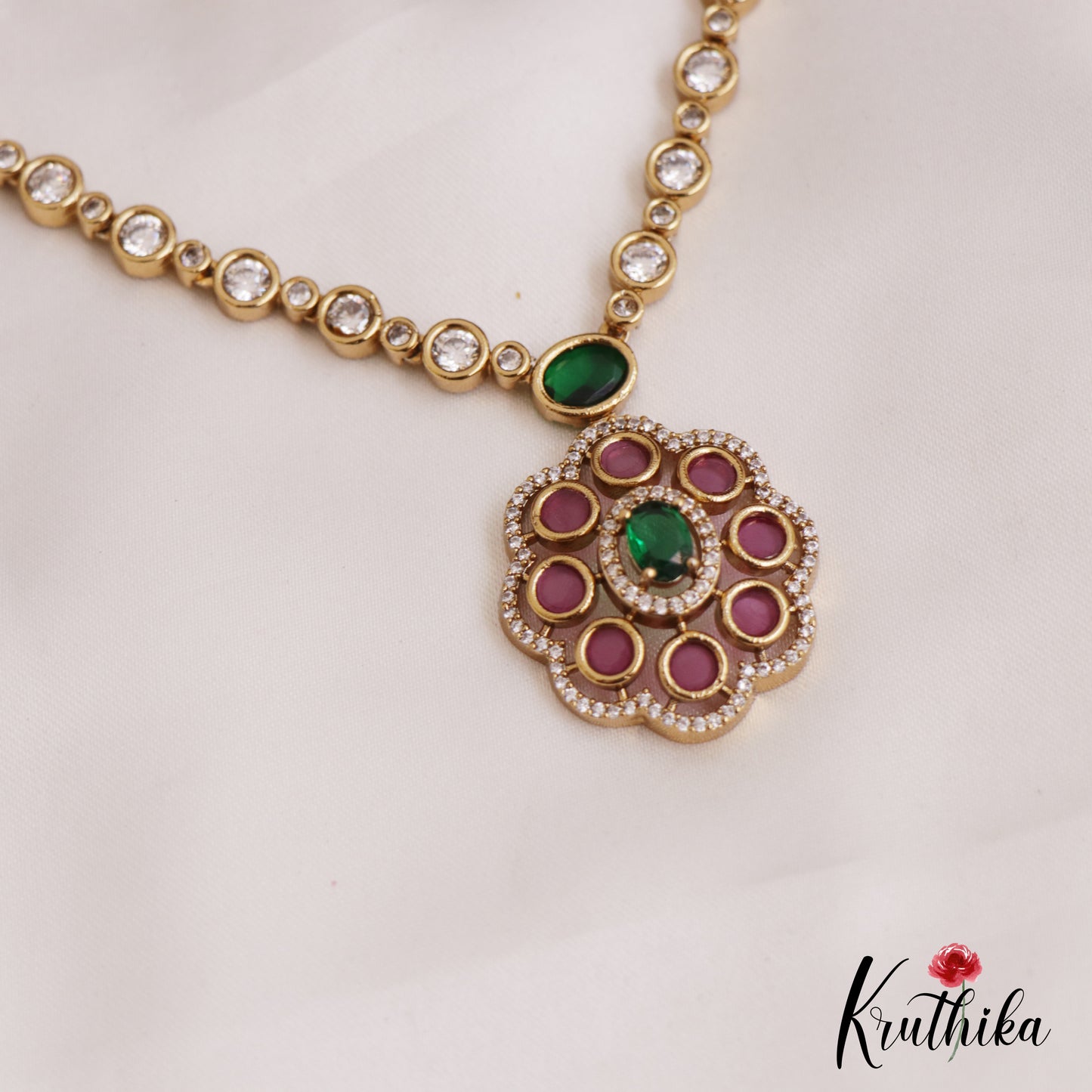 Eleagnt Floral Motifs AD Necklace NC2724 (Available In 3 Colors)