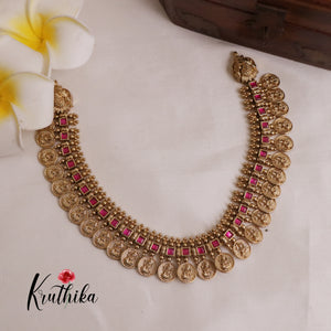 Premium Lakshmi Jadau Coin/Bottu Necklace NC2010 (Available in 4 Colours)