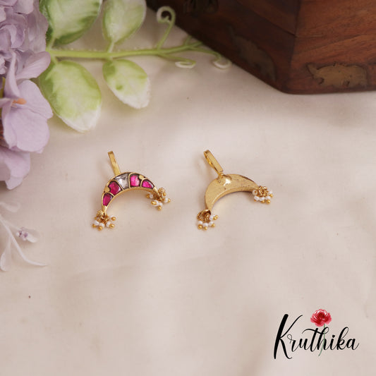 Simple Jadau Crescent Shaped Earcuffs | Upper Earrings | Bugadi Earrings E826