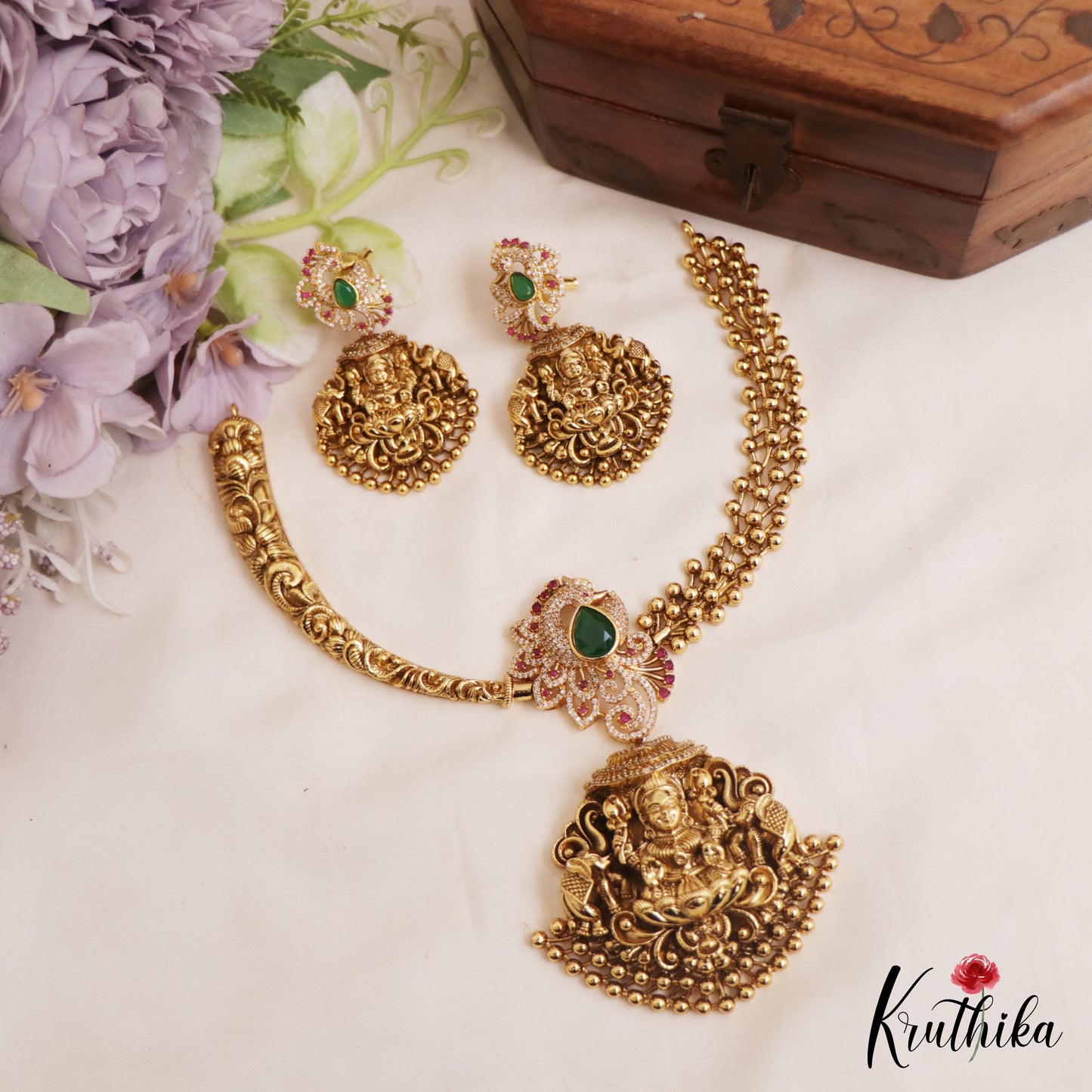 Stunning Antique Nagas Lakshmi Peacock Motifs Necklace NC2870