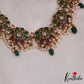 Elegant Lotus Motifs Kemp Guttapoosalu Choker With Green Drop NC2698 (Available In 2 Colors)