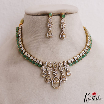 Beautiful Floral Teardrop Motifs AD Victorian Choker NC2963 (Available In 2 Colors)
