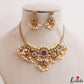 Beautiful CZ Floral Motifs Kemp Choker With Pearl Drops NC3183 (Available In 2 Colors)
