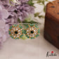 Simple Green Bead Border Floral Motifs AD Stud Earrings E983