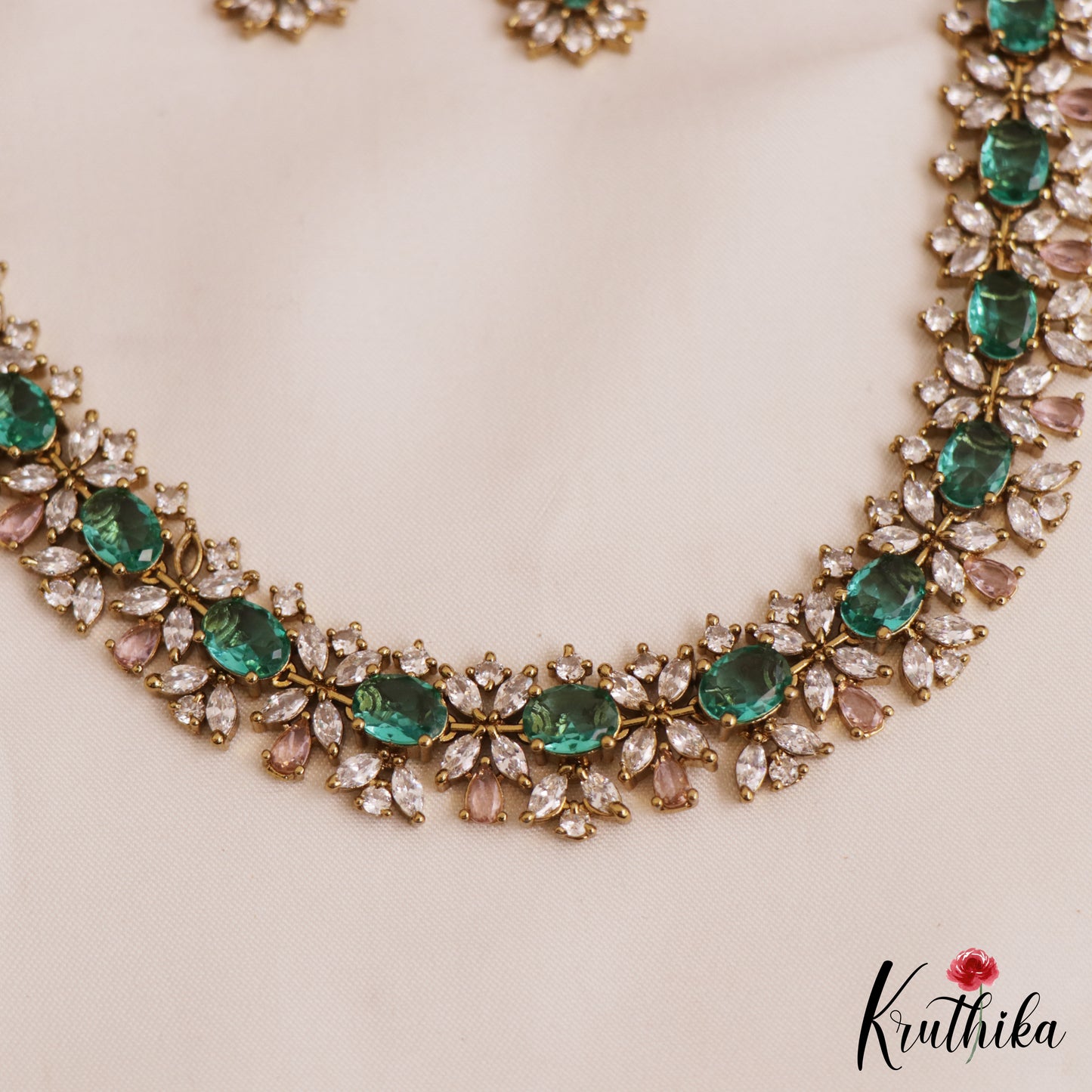 Elegant Floral Motifs AD Victorian Necklace NC2778