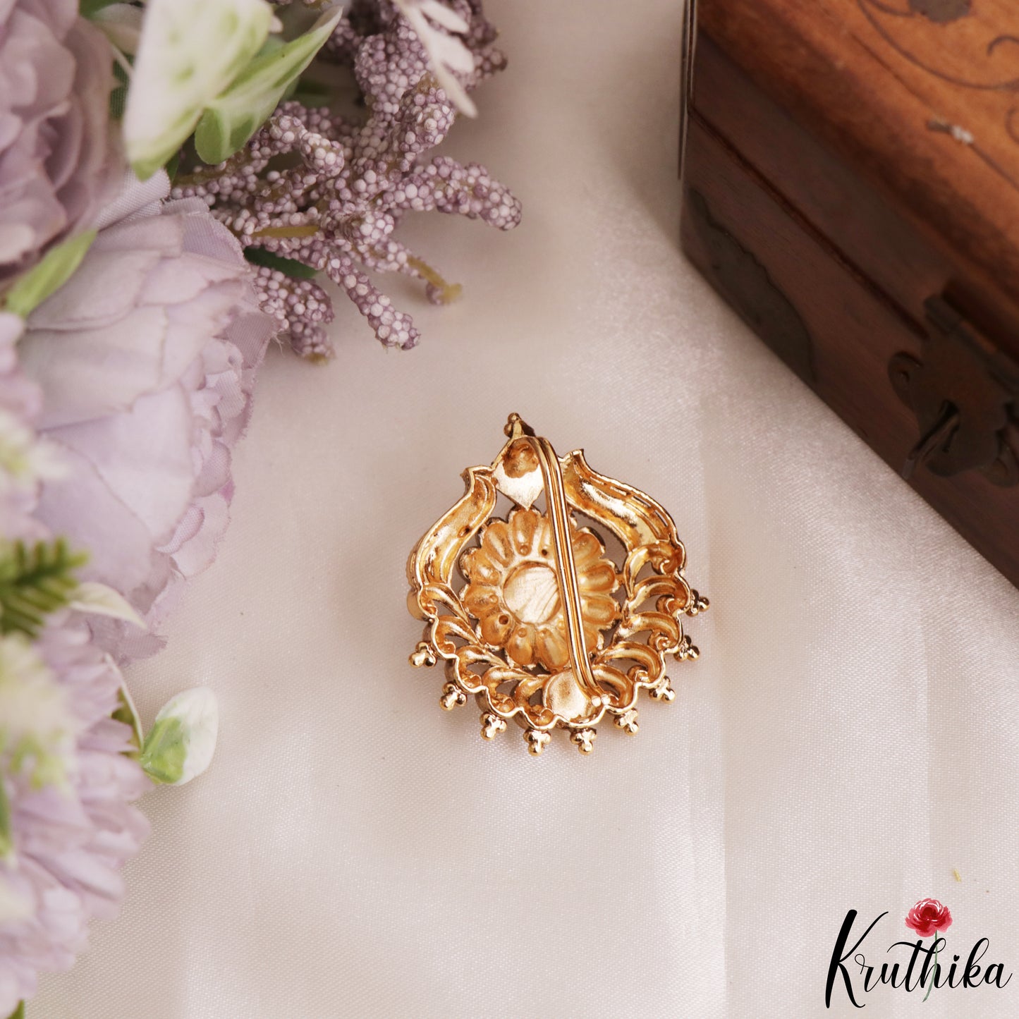 Elegant Antique Floral Motifs Chandra Surya Kemp Hair Ornaments J428 (Available In 2 Colors)