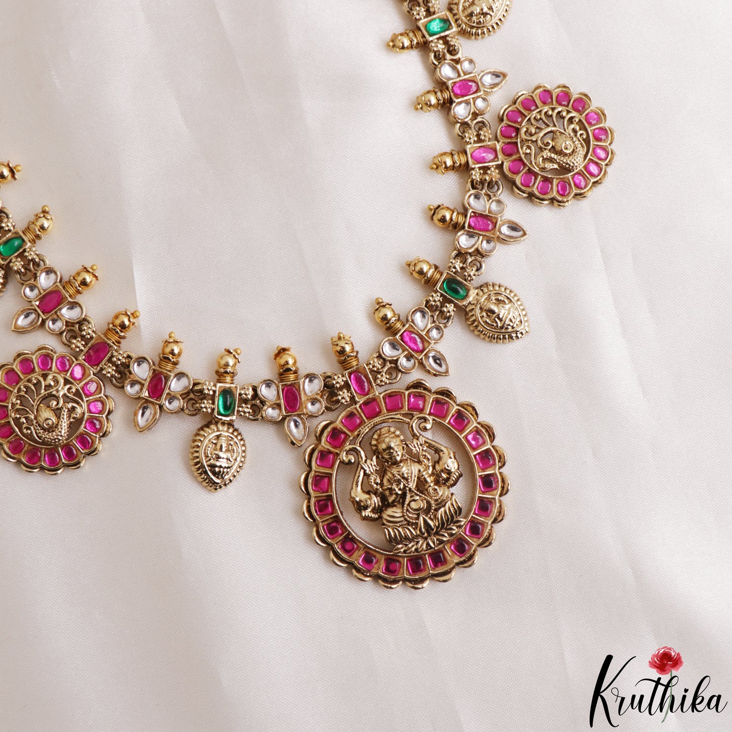 Traditional Antique Lakshmi Peacock Motifs Jadau Haaram LH2164