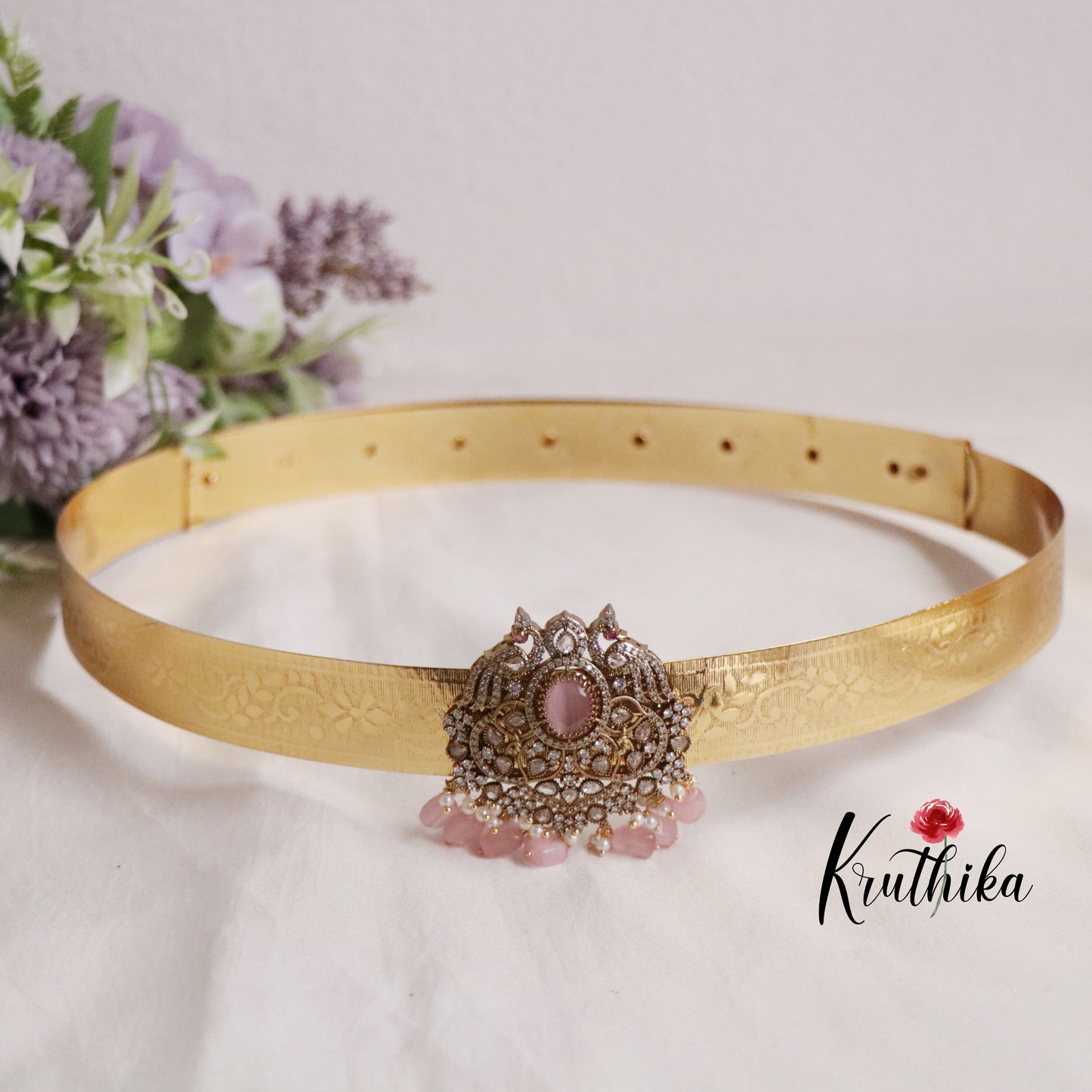 Beautiful Light Weight CZ Sparking Peacock Victorian Hip Belt V267 (Available in 4 Colours)