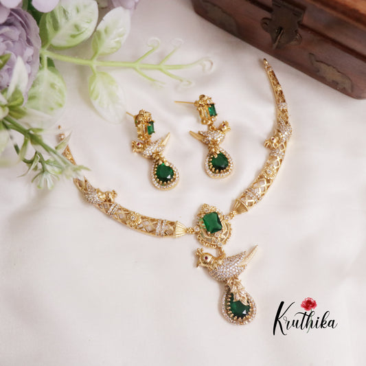 Beautiful CZ Peacock Pendant Hasli Necklace NC2276 (Available in 3 Colors)