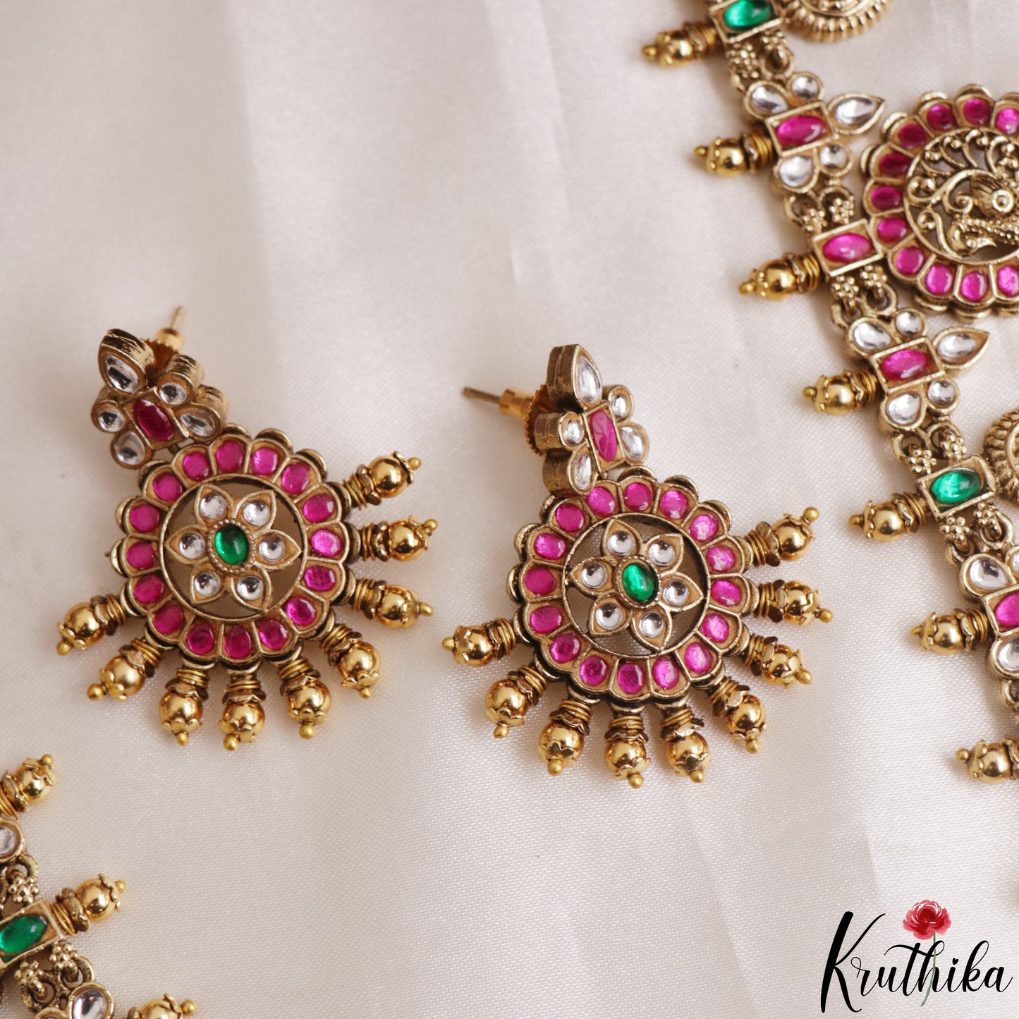 Traditional Antique Lakshmi Peacock Motifs Jadau Haaram LH2164