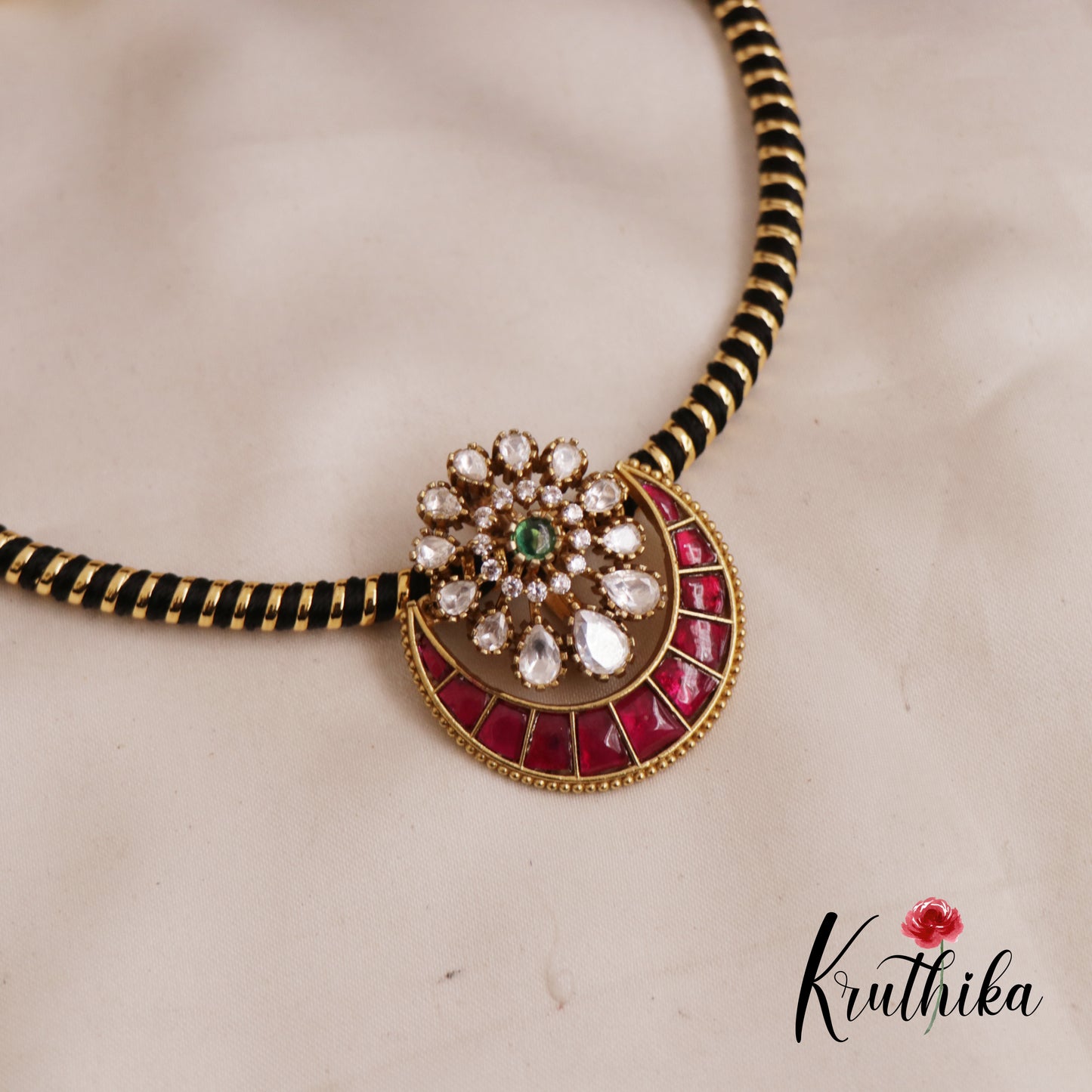 Elegant Floral Hasli Pendant Jadau Necklace NC2558