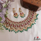 Grand Teardrop Motifs Moissanite Jadau Choker With Green Bead Drops NC3109