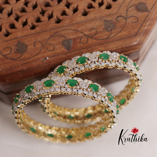 Elegant CZ Gold Finish Bangles B315 (Available in 2 Colours)
