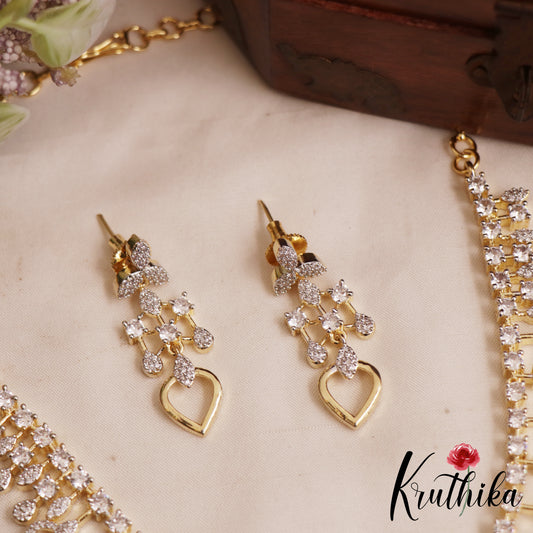 Elegant Leaf Diamond-Finish Gold-Tone AD Necklace NC2897