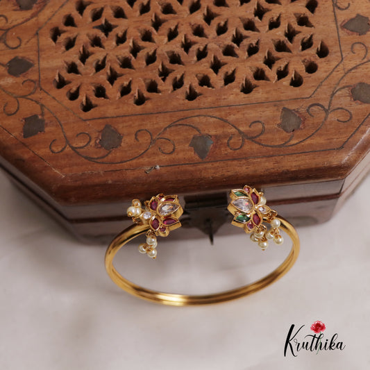 Beautiful Lotus Pearl Drops Openable Kada B300 (Available In 3 Colors)