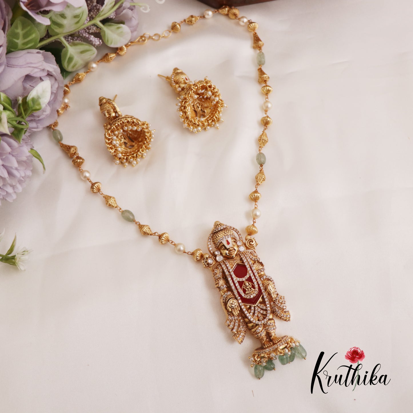 Beautiful Antique Lord Balaji Pendant Necklace NC2663 (Available In 2 Colors)