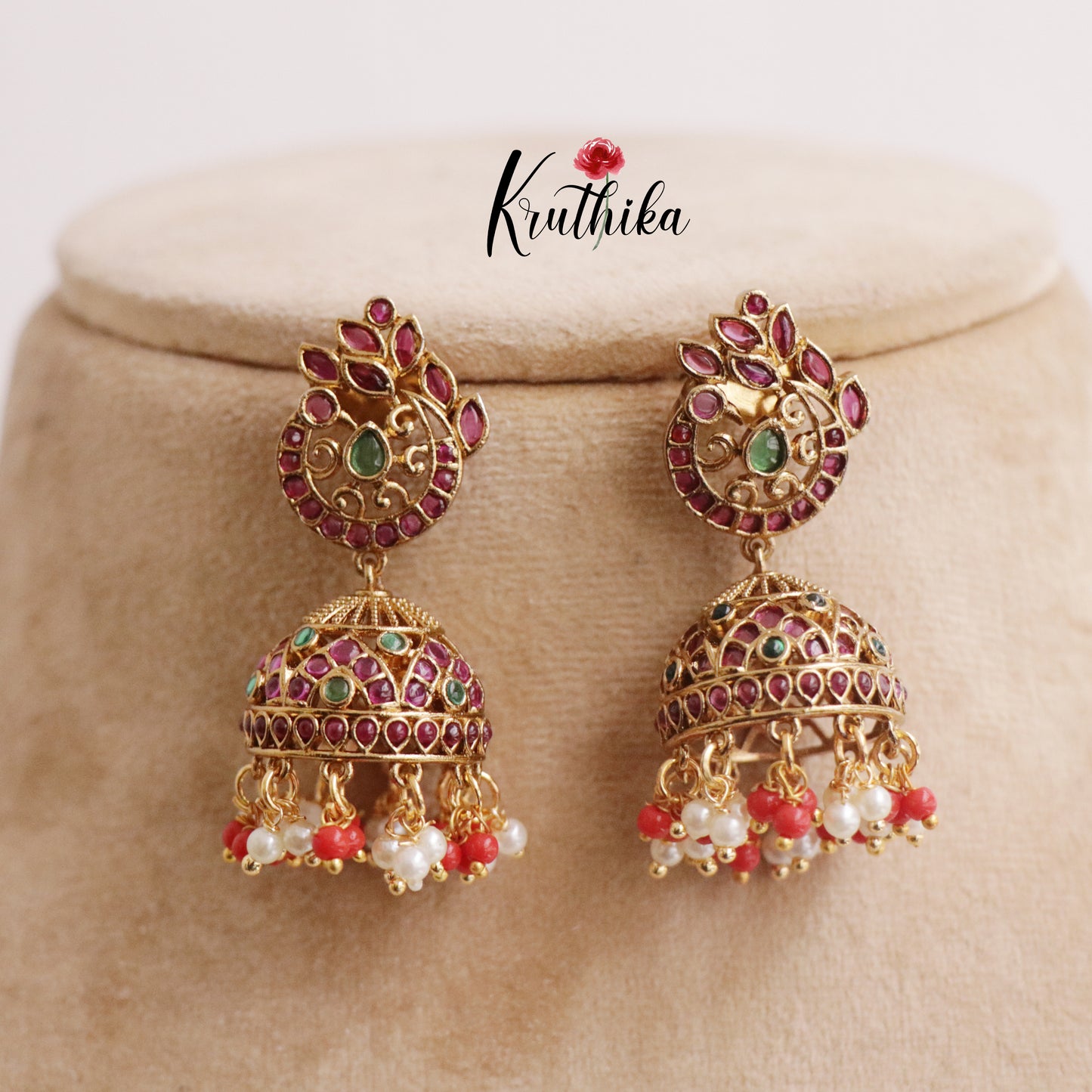 Trendy AD Kemp Peacock Jhumka E650