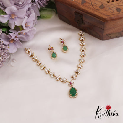 Elegant Floral Motifs AD Necklace NC2693 (Available In 3 Colors)