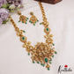 Gorgeous Antique Nagas Lakshmi Peacock Motifs Haaram With Green Bead Drops LH2066