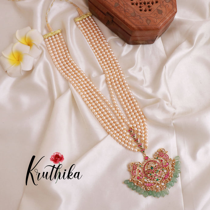 Grand Jadau Pearls Haaram with Pastel Green Beads LH1789