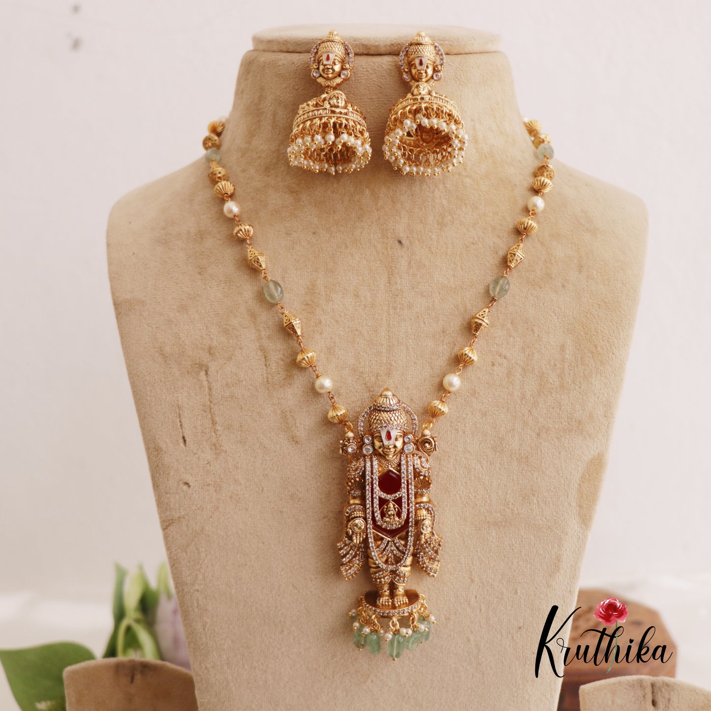 Beautiful Antique Lord Balaji Pendant Necklace NC2663 (Available In 2 Colors)