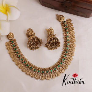 Premium Lakshmi Jadau Coin/Bottu Necklace NC2010 (Available in 4 Colours)