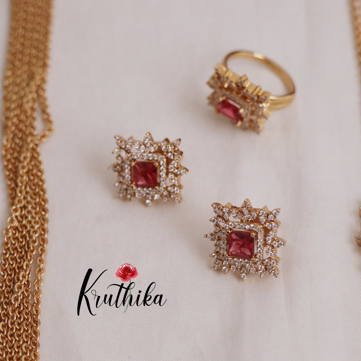 Trendy Four Layer Chandra Haaram Ruby with AD Pendant Sets LH1943 (available in 2Colors)