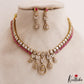 Beautiful Floral Teardrop Motifs AD Victorian Choker NC2963 (Available In 2 Colors)