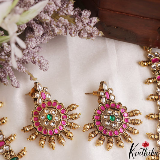 Traditional Antique Lakshmi Peacock Motifs Jadau Necklace NC3138
