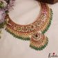 Premium Floral Peacock Motifs Jadau Necklace With Green Bead Drops NC3004