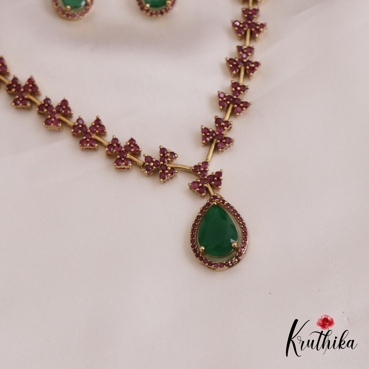 Elegant Floral Motifs AD Necklace NC2693 (Available In 3 Colors)