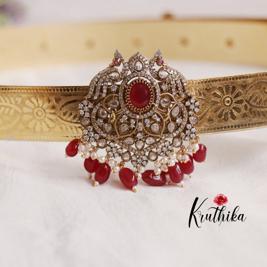 Beautiful Light Weight CZ Sparking Peacock Victorian Hip Belt V267 (Available in 4 Colours)