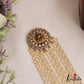 Stunning Antique Lakshmi Motifs Multi Pearl Strand Jada Billa With Green Bead Drops J315 (Available In 2 Colors)