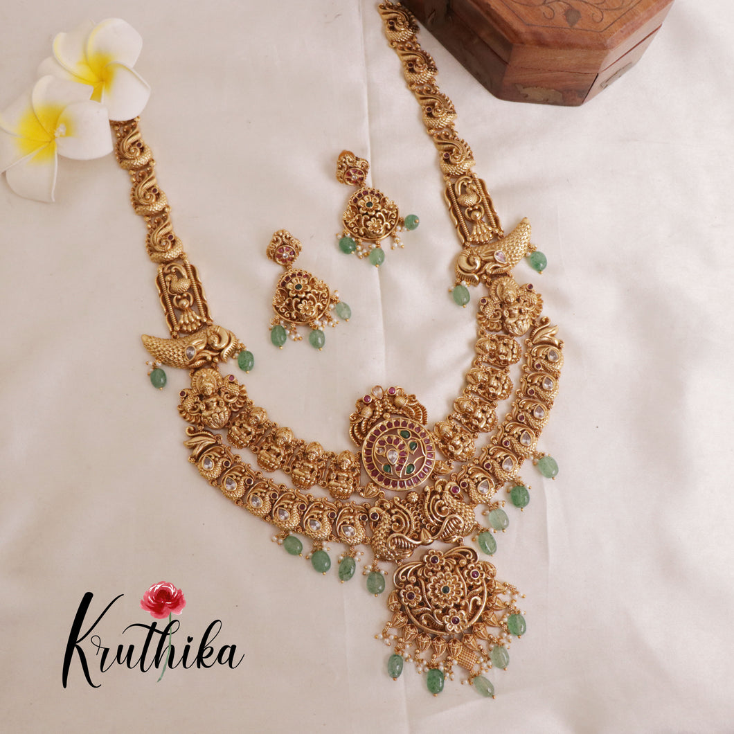 Elegant two-layer Lakshmi peacock haaram LH1862 [Available in two colours]