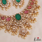 Gorgeous Geometric Motifs Victorian Moissanite Choker With Pearl Drops NC2964 (Available In 2 Colors)